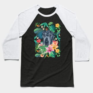 Tropical Black Shar Pei Baseball T-Shirt